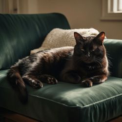 cat lounging on couch