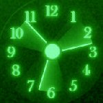 glowing clock face