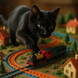 cat with train set