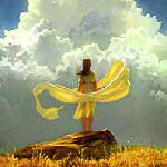 girl looking at clouds