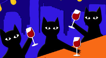 cats drinking cocktails