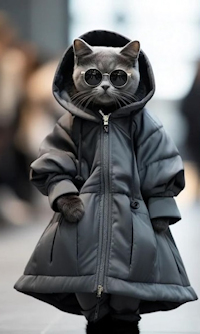 cat in designer coat