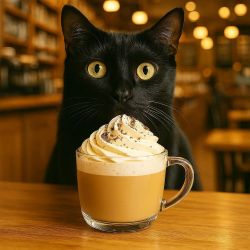 cat with a coffee drink