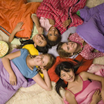 girls in sleeping bags