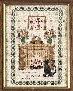 cat on home sweet home sampler