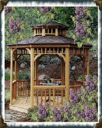 gazebo with lilacs