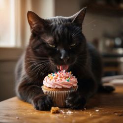 cat with cupcake