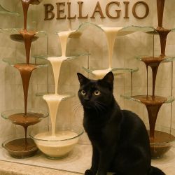 cat at Bellagio fountain