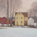 farmhouse in snow