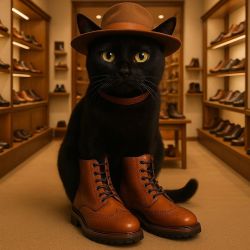 cat in shoe store