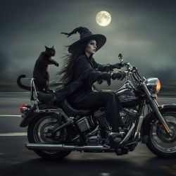 Salem and his nanny on a Harley