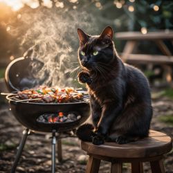 cat at barbecue