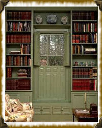 bookshelves by window