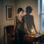 ghost casting shadow by candelight