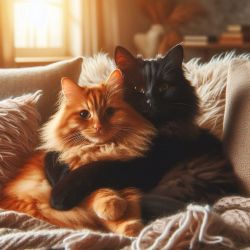 black cat and red cat