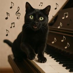 cat at piano