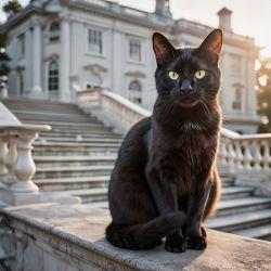 cat in front of Rosecliff