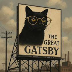 cat with glasses on billboard
