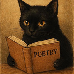 cat with poetry book