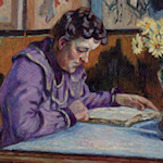 old woman reading book