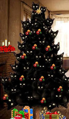 tree made of black cats